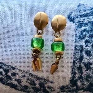 Celia Landman emerald bead drop earrings